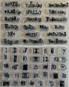Autumn Leaves Clear Stamp Set Messy Dates Calendar Days Months Numbers Weeks - Picture 1 of 2