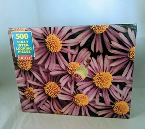 Hoyle 500 Piece Jigsaw Puzzle Purple Aster Purple Daisy Flowers 15 1/2" x 18 New - Picture 1 of 4