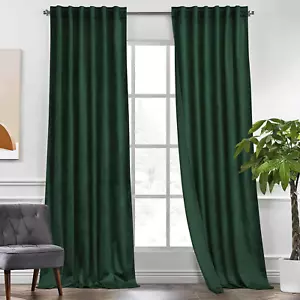 KGORGE Velvet Curtains 84 inches Luxury Soundproof Thermal Insulated Dark Green - Picture 1 of 8