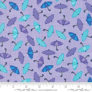 Moda fabrics - Rainy Day 22291 Purple Umbrellas - Long Quarter - Picture 1 of 1