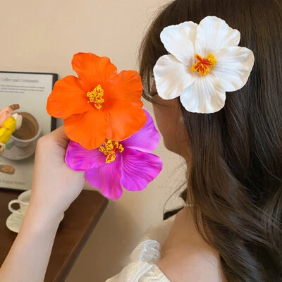 Hibiscus Hair Clips Artificial Flowers Beach Wedding Clip Hawaiian Party Decor - Image 1 of 4
