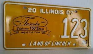 2007 Tuscola IL Fair State Issued Official Booster Car License Plate "123" Used - Picture 1 of 3