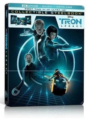 TRON LEGACY STEELBOOK 4K ULTRA HD + BLU-RAY + DIGITAL NEW! SEALED! *SHIPS IN BOX - Image 1 of 3