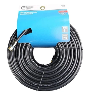 Komercyjny elektryczny 100 stóp RG-6 Quad ekranowany kabel koncentryczny - Zdjęcie 1 z 3