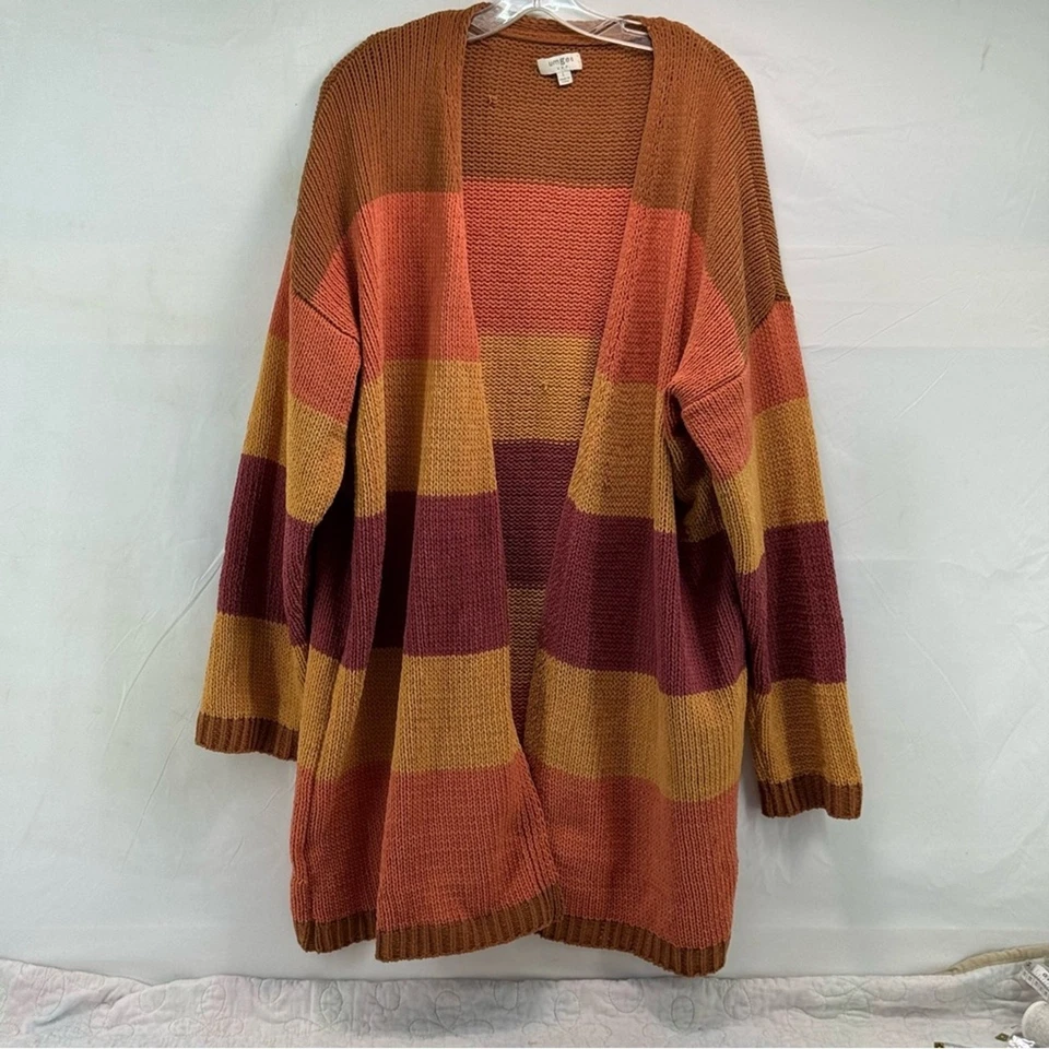 Umgee Women’s Large fall colors Striped Open-Front Cardigan Sweater - Image 1 of 4
