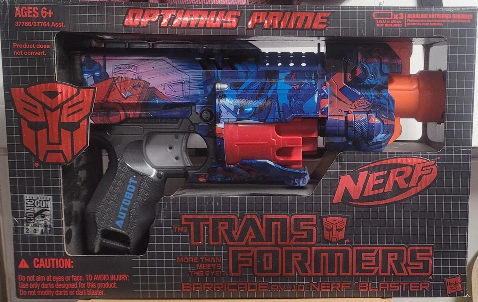 SDCC Nerf Transformers Optimus Prime Barricade RV-10 Blaster 2011 Foto 1 de 4