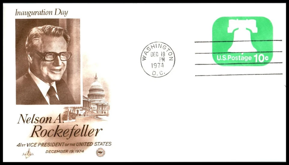 1974 Nelson Rockefeller Vice-President commemorative cover Artcraft cachet UA - Image 1 of 1