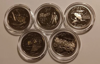 2002-S U.S. State Quarters, clad PRF, 5-coin lot, in Air-Tites. **LOW SHIPPING** - Image 1 of 2