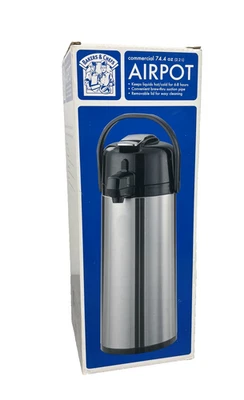 Bakers & Chefs Airpot 2.2L 74.4 oz Stainless Steel Thermal Coffee Pump Pot New - Image 1 of 4