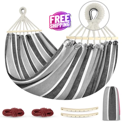 Doble Hamaca Soporta Hasta 550lbs Hamaca Amacas Patio Amaca Con Base Mexicanas Foto 1 de 4