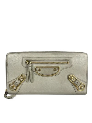 Talla OS - Cartera Larga Moto Cuero Gris Balenciaga - Usada Foto 1 de 4