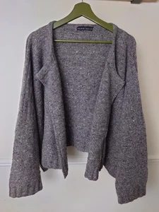 Shirin Guild graue Grobstrickjacke Kaschmir & Merinowolle kastig weit freie Größe - Bild 1 von 16