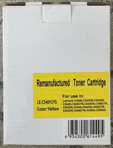 Lexmark Remanufactured Toner Cartridge LE-C540H2YG-Colour Yellow-Expired! - Zdjęcie 1 z 3