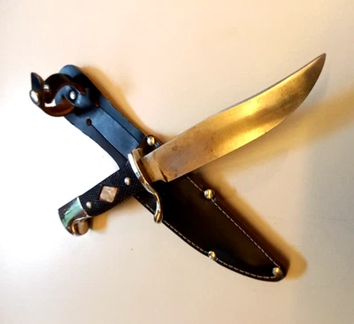 VTG SCHNEIDTEUFEL SOLINGEN  BOWIE STYLE SCOUT DAGGER, leather case, 60s, Germany - Image 1 of 4