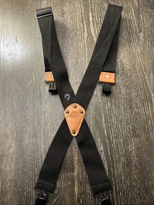 Dickies Work Suspenders Black Clamp On 2" Wide Straps X-Back Embossed - Image 1 of 4