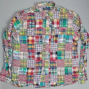 Ralph Lauren Aztec Patchwork Button Up Shirt Mens Size 2XL XXL Madras - Picture 1 of 5