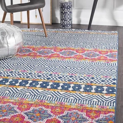HARBOR MULTI COLOUR BOHO TRIBAL AZTEC MOROCCAN MODERN FLOOR RUG - 4 Sizes **NEW* - image 1 of 4