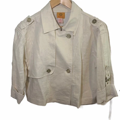 Chaqueta Blazer RUBY RD Para Mujer Talla 6 Camisa Botón Frontal Mezcla de Lino Manga con Pestaña Foto 1 de 4