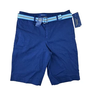Polo Ralph Lauren Boys Belted Chino Shorts Old Royal Size 14 NWT - Picture 1 of 14