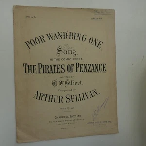 songsheet POOR WAND'RING ONE from PIRATES OF PENZANCE in A flat, A. Sullivan - Picture 1 of 1