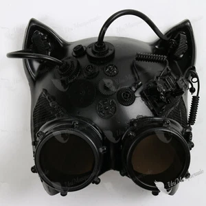 Schwarze Katze Katze Paar Brille venezianischer Steampunk Fusion Cosplay Halloween Maske - Bild 1 von 5