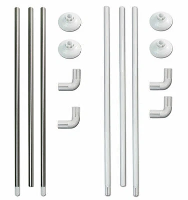 Bastone tenda doccia regolabile aste 80cm bianco angolare bianco e argento bagno - Immagine 1 di 4