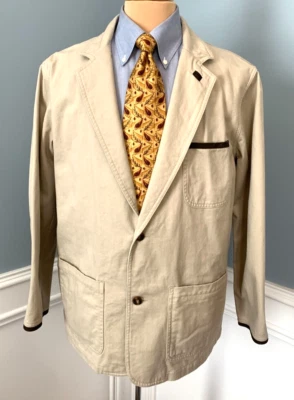 Travel Smith Jacket Mens 42R Twill Safari Cotton Leather Utility Field Blazer - Image 1 of 4