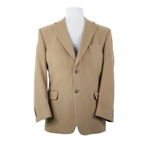 Jos A Bank Sz 44 Reg Tan Lined 2 Button Pockets Collared 100% Cashmere Blazer - Picture 1 of 24