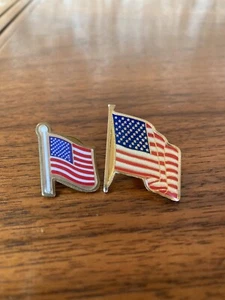 2 American Waving Flag Lapel Pins Hat Patriotic U.S. USA U.S.A. - Picture 1 of 7