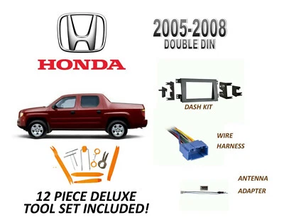 Kit de tablero DDIN estéreo para Honda Ridgeline 2005-2008, arnés con juego de herramientas de 12 piezas Foto 1 de 3