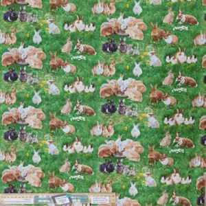Patchwork Quilting Sewing Fabric Field of Bunnies 50x55cm FQ - Bild 1 von 7