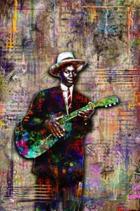 ROBERT JOHNSON Poster, Robert Johnson Guitar Tribute Pop Art Print Free Ship US - Picture 1 of 7