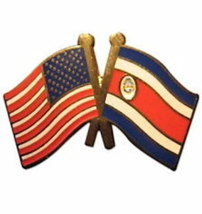 🇨🇷 / 🇺🇸 Costa Rica Freundschaft mit USA Flagge Anstecknadel - Bild 1 von 1