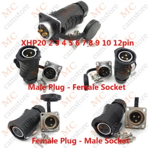 XHP20 2-12 Pin Waterproof Square Panel Mount Connectors IP65 male and female - Picture 1 of 12