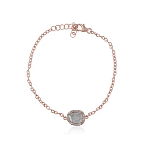 Solid 14k Rose Gold Real Slice Diamond Bracelet Fine Jewelry CHRISTMAS DAY GIFT - Picture 1 of 2