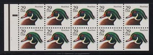 1991 Wood Duck 29c MNH booklet pane of 10 Sc 2484a Never Folded pl no 1111 - Picture 1 of 1