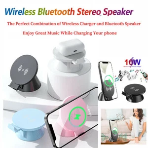 Speaker Wireless Charger Fast Charging Station Dock For  iPhone AirPods - Zdjęcie 1 z 13
