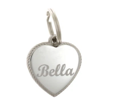 Custom Engraved Personalized Rope Style Heart Stainless Steel Pet Dog Cat ID Tag - Image 1 of 4