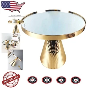 Multi-Use Gold Mirror Dessert Display - 10-Inch Pedestal for Stylish Occasions - Picture 1 of 10
