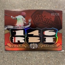 2009 Topps Triple Threads Ryan Howard / Game Used Jersey/ Bat/36