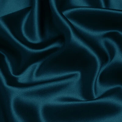 Deep Teal 100% Pure Mulberry Silk Fabric by the Yard 44" width 19 mm 6A Grade - Image 1 of 4