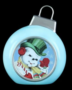 Mr Christmas Blow Mold Snowman Ornament Blue Table Top / Tree Decor Light Up VTG - Picture 1 of 5