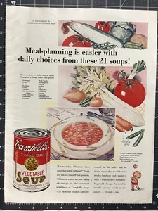 Anuncio impreso vintage 1929 CAMPBELL'S SOUPS planificación de comidas es más fácil años 20 - Imagen 1 de 1