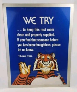 Selten NOS EXXON ESSO Tiger Tankstelle Metall Ruheraum Schild Öl Werbung Stout - Bild 1 von 10