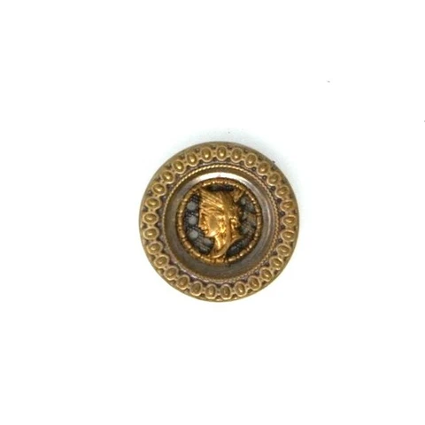 Intricate ancient portrait head pierced brass over steel 3/4" antique button Cover