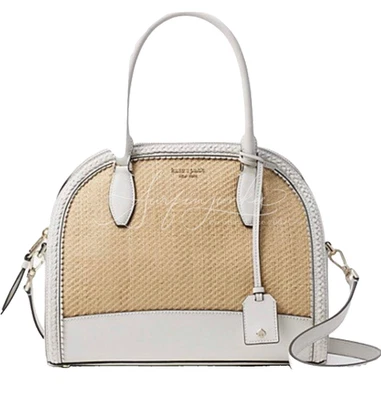 Cartera Kate Spade Reiley Paja Grande Hecha Cartera Blanca Tostada WKRU5890 Nueva Nueva con Etiquetas Grande Foto 1 de 4