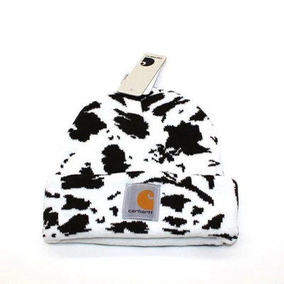 男女通用 Carhart 牛印花丙烯酸手表帽子 Beanie 冬季针织帽 正品 A18 — 第 1/4 张图片