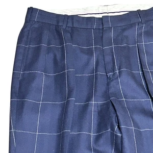 Vintage Polo Golf Ralph Lauren Herren blau kariert 100% Wolle Hose Plissee 34L - Bild 1 von 9