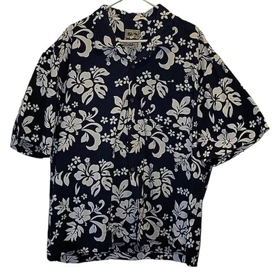 Camisa Aloha Steve & Barry’s Clásica Hawaiana Floral Abotonada Talla XXL Azul Foto 1 de 4