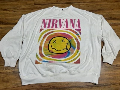 Sudadera H&M Oficial 2023 Nirvana Gran Tamaño Adulto L Blanco Concierto Pullover Foto 1 de 4